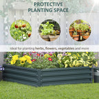 Open Bottom Raised Garden Bed with Covering, in Galvanized Steel, 120x120x30 cm, Green - Borgè