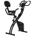 Homcom folding 2 in 1 folding bike, adjustable magnetic resistance 8 levels, fitness bikes with heart rate sensor, elastic bands for arms, LCD screen, 2.5kg flywheel, black - Borgè