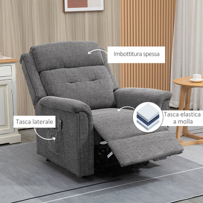 Lifting Reclining Relax Chair with Footrest, Grey Fabric Upholstery