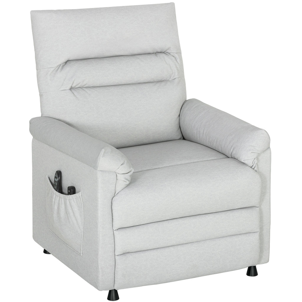 Recliner Chair with Footrest, Heated, 8 Massage Points and 5 Modes, Velvet Fabric, Grey