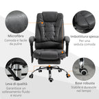 View of the massacle and reclining office armchair with adjustable heating and height, gray - Borgè