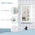 kleankin Bathroom Mirror Cabinet with Magnetic Door, Bathroom Cabinet with Mirror, Adjustable Shelf, White