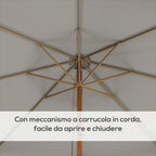 Garden Umbrella with Double Canopy, in Bamboo and Polyester, Ø325x250 cm, Gray