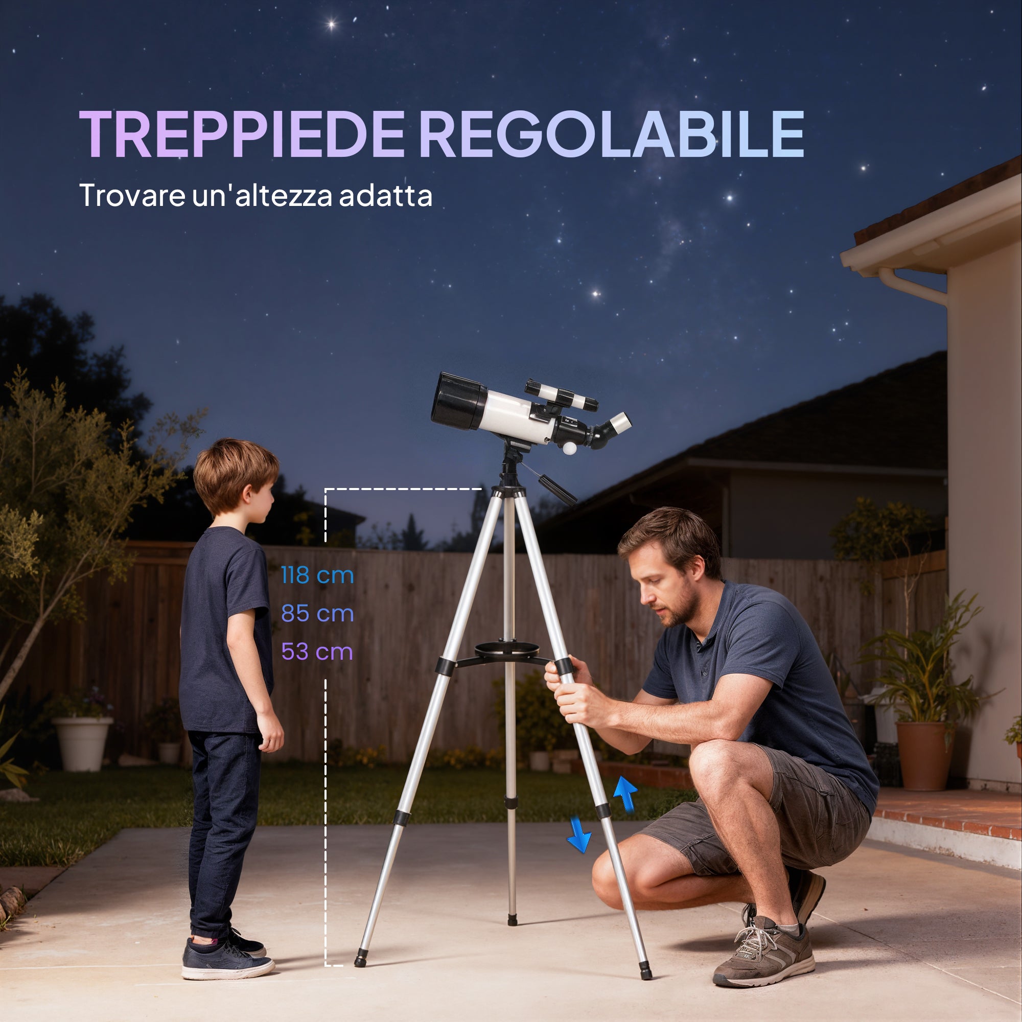 Outsunny 70mm Astronomical Telescope with 2 Eyepieces and Smartphone Adapter, 80x80x135 cm, Black and White