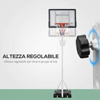 Basketball Hoop for Adults with Adjustable PVC Backboard 210-260cm Built-in Wheels White