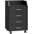 Small Chest of Drawers with 4 Drawers, Vertical Cabinet on Wheels, 40 x 36 x 65 cm, Black Wood Effect