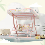 2-Seater Outdoor Children's Swing with Adjustable Canopy and Safety Belt, 112x75x120 cm, Pink