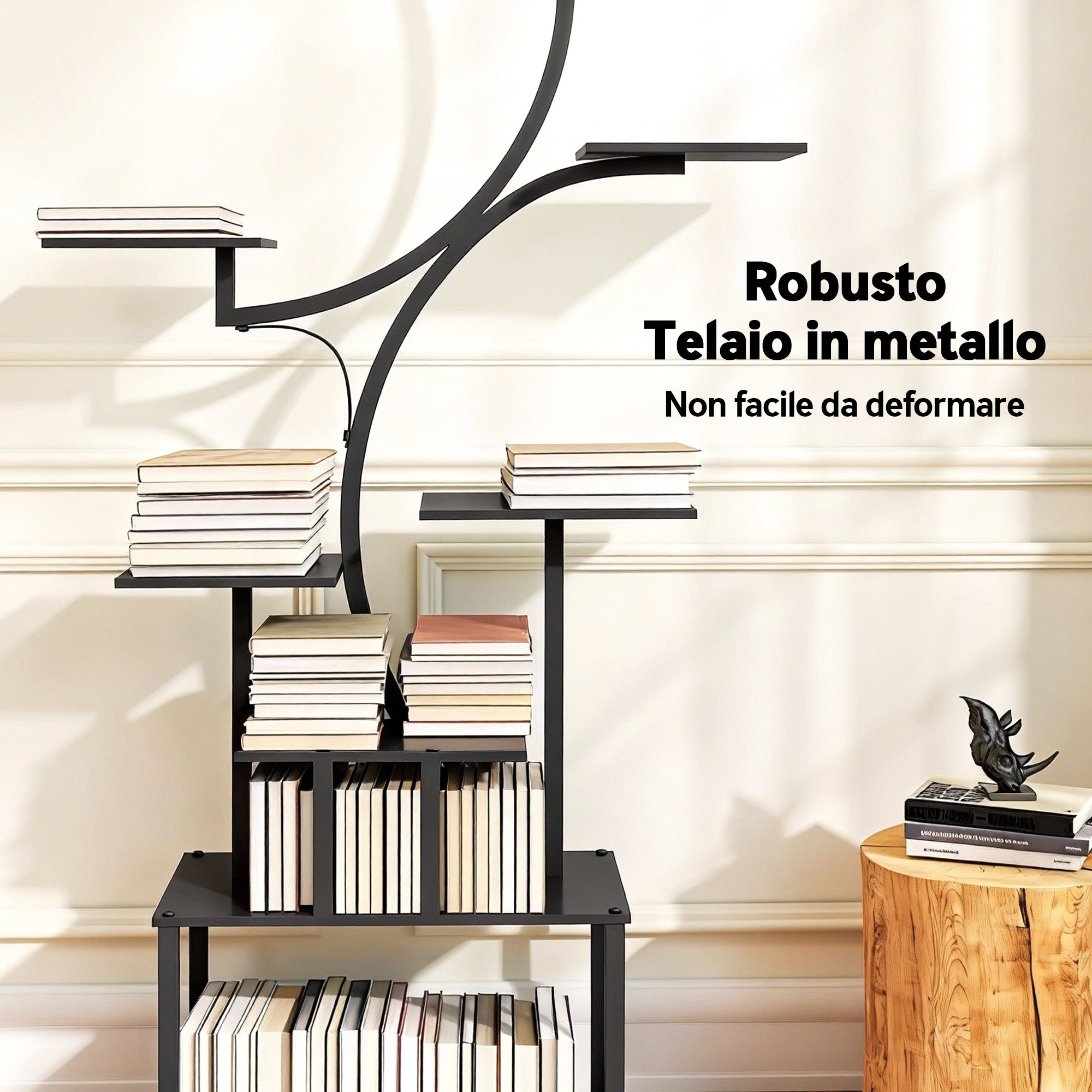 Outsunny 8-Tier S-Shaped Plant Stand for Indoor and Outdoor Use, Metal, 74 x 26 x 158.5 cm, Black