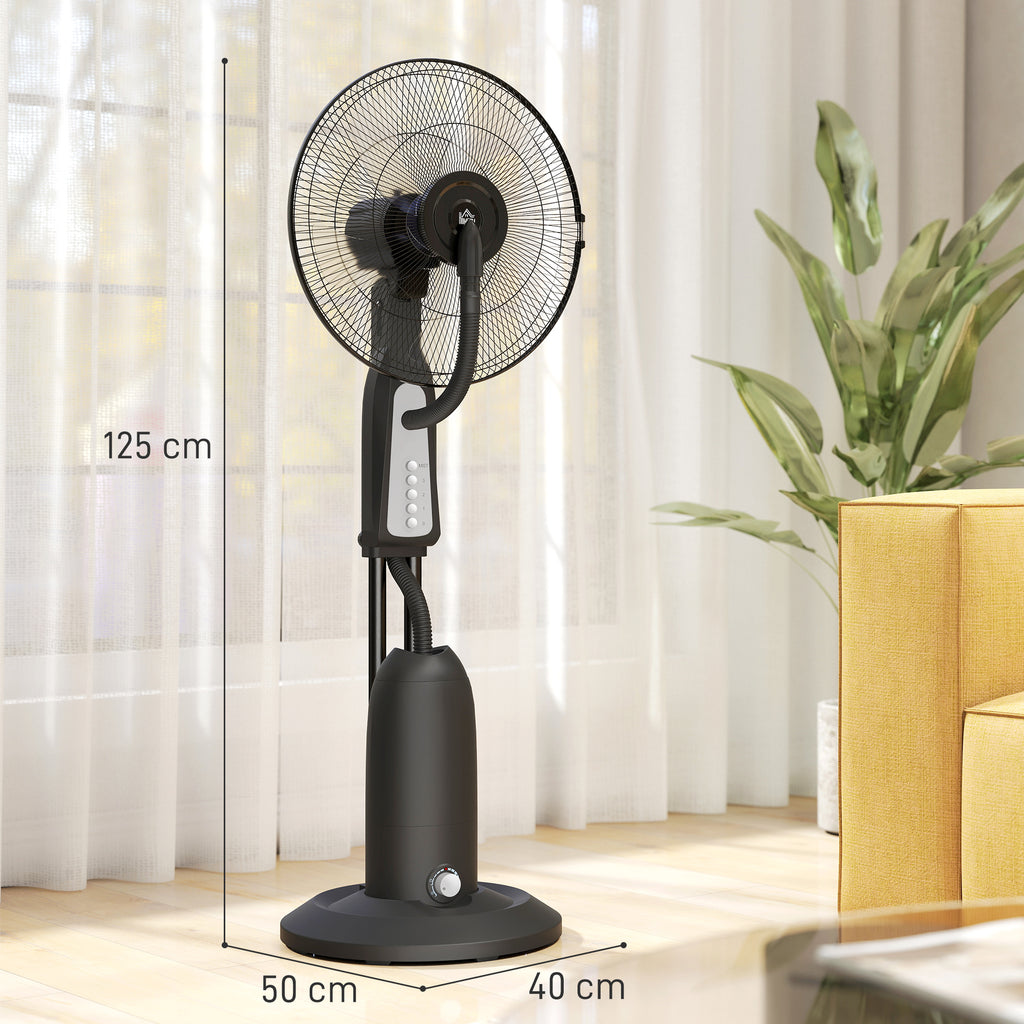 3-Speed Misting Fan, 75° Oscillation, Adjustable Misting, Black