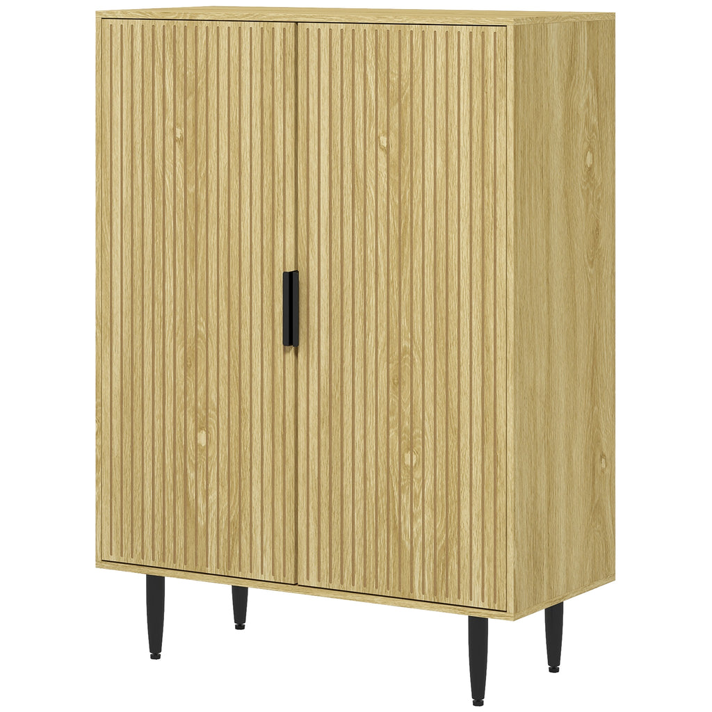 Space-Saving Shoe Rack for 15 Pairs of Shoes with 4 Adjustable Shelves, 80x38x110cm, Oak