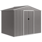 Outsunny 2.3x1.7 m Steel Garden Shed with Air Vents and Double Sliding Door, Wood Effect