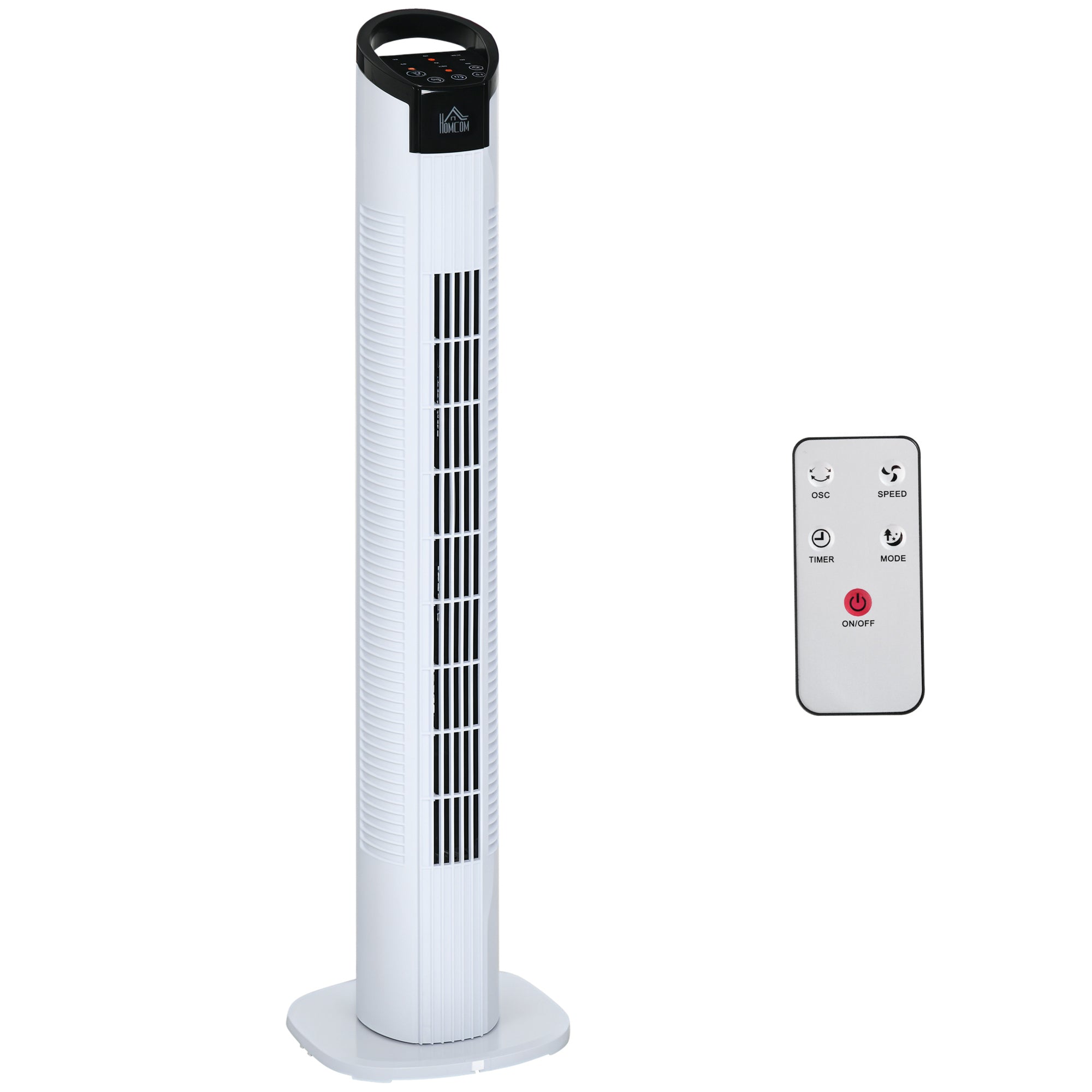 HOMCOM Tower Fan with 5m Remote Control, 70° Oscillation, 3 Functions and 3 Speeds, Black