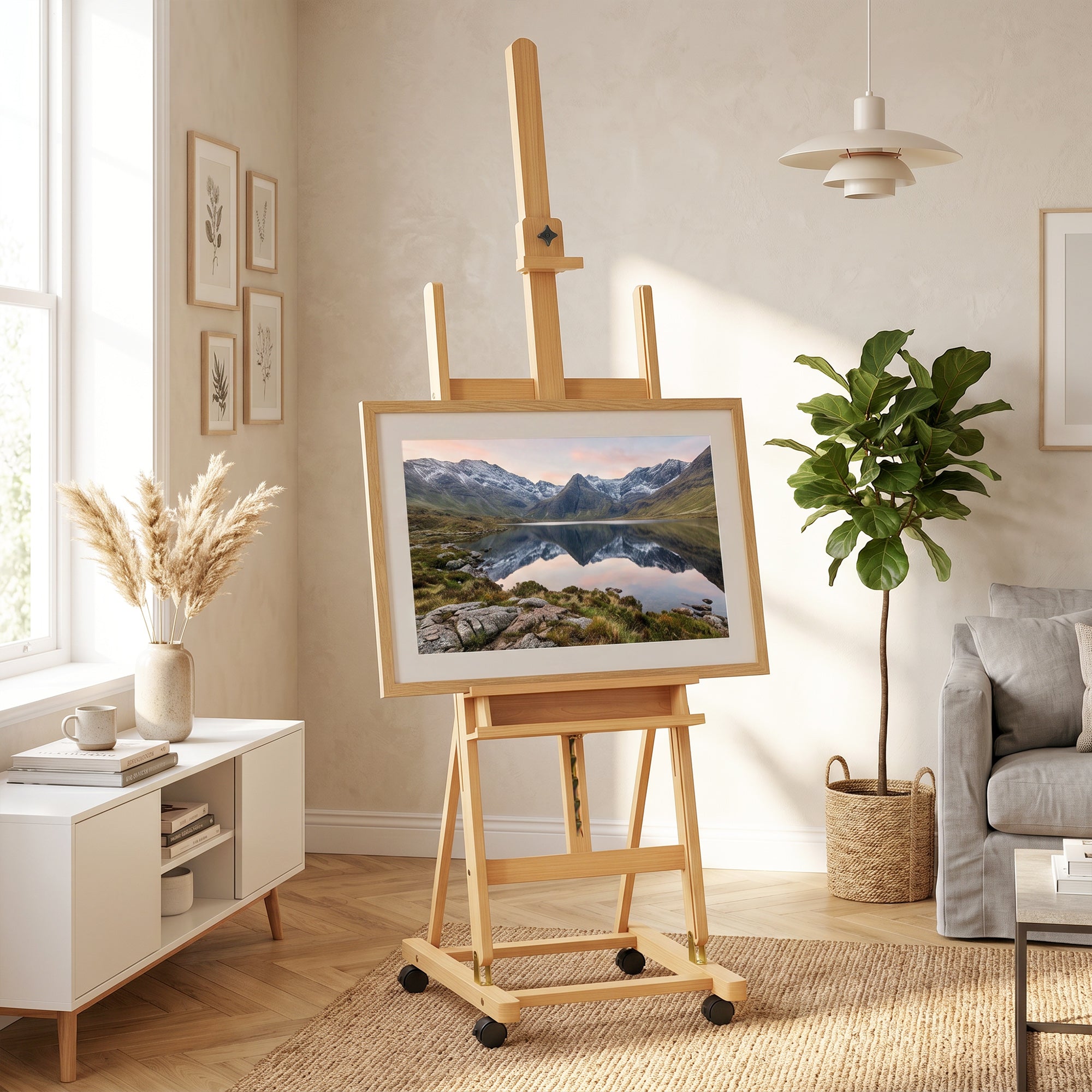 Vinsetto Folding Easel with Wheels, for Painting on Canvas, in Adjustable Beech, for Studio, Artists and Painters