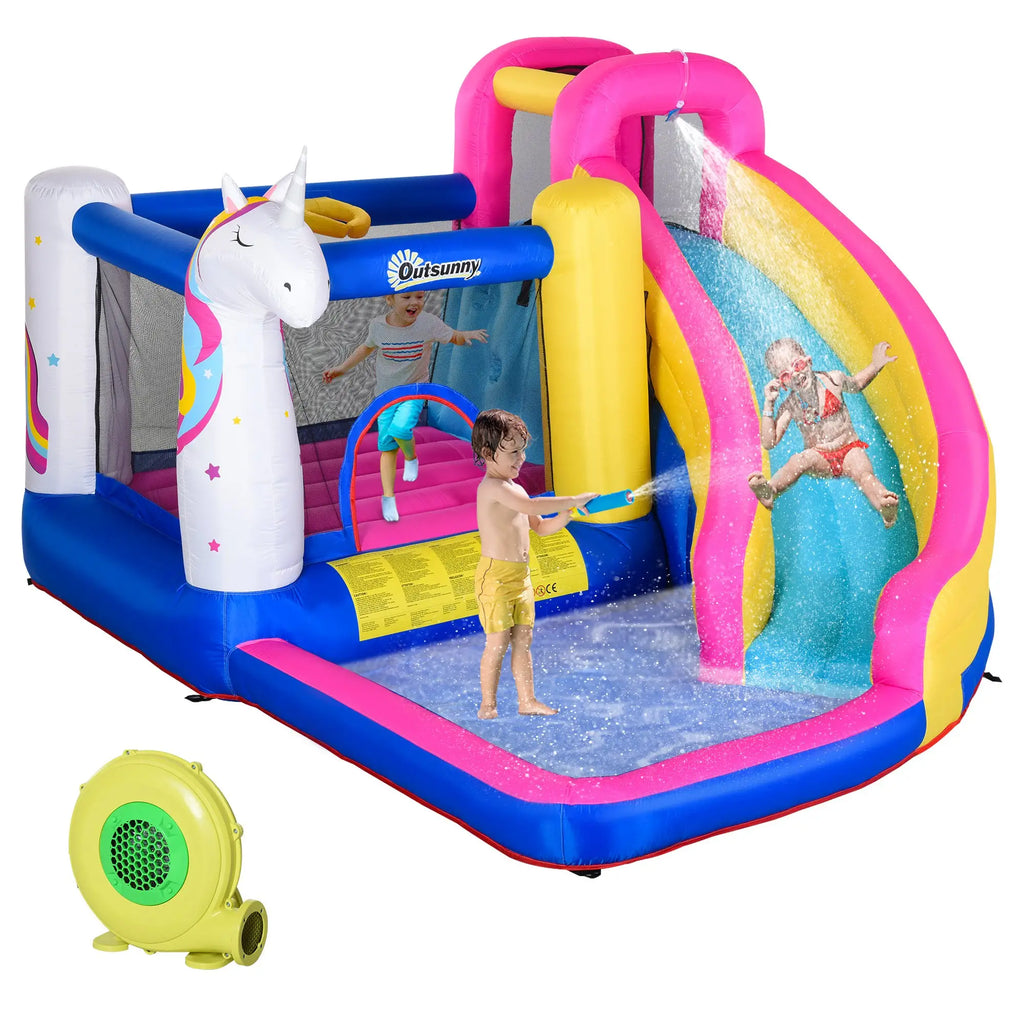 Inflatable Bouncy Castle for Kids with Slide, Pool and Basketball Hoop, Giant Inflatable Bouncy Game for 3 Children, 360x305x210 cm - Borge' Group Limited
