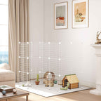 PawHut 36-Panel Modular Metal Pet Playpen with Door for Small Pets, White