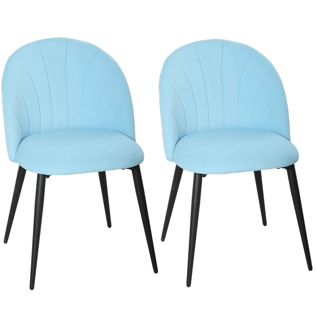 HOMCOM Set of 2 Upholstered Dining Chairs with Shell Back in Velvet, 52x55x79 cm, Blue