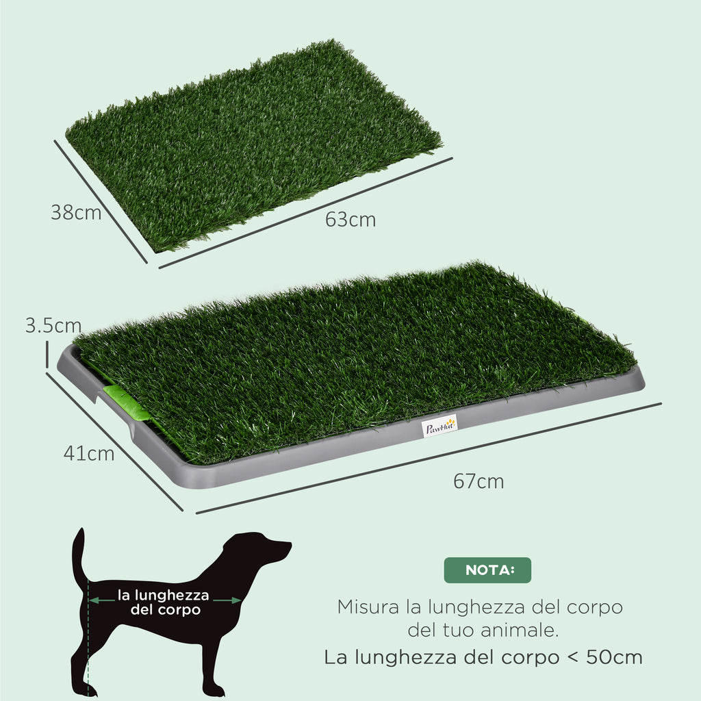 Dog Toilet with Synthetic Grass, Replacement Grass and Bottom Tray for Indoor and Outdoor Use, 67x41x3.5 cm