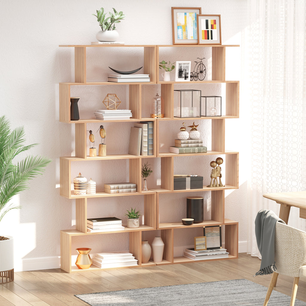 Modern Design Wooden Bookcase with 6 Shelves Natural Wood 80 × 23 × 192cm