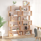 Modern Design Wooden Bookcase with 6 Shelves Natural Wood 80 × 23 × 192cm