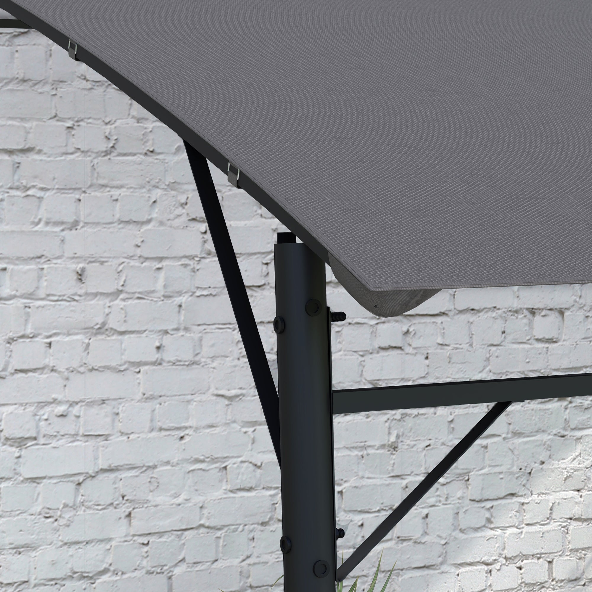 Outsunny Pergola Gazebo with 3 drainage, metal and polyester holes, 400x296x200/262 cm, dark gray - Borgè