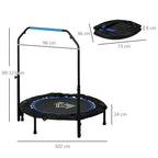 Mini Fitness Trampoline Ø102 cm Foldable with Height-Adjustable Handlebar, Blue