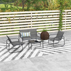 Outsunny 4-Piece Garden Lounge Set with 2 Armchairs, 2-Seater Sofa and Table, Black