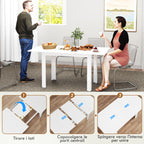 Extendable Dining Table for 4-6 People with Drop-Leaf Panels, Wooden, 120-160x80x78 cm, White