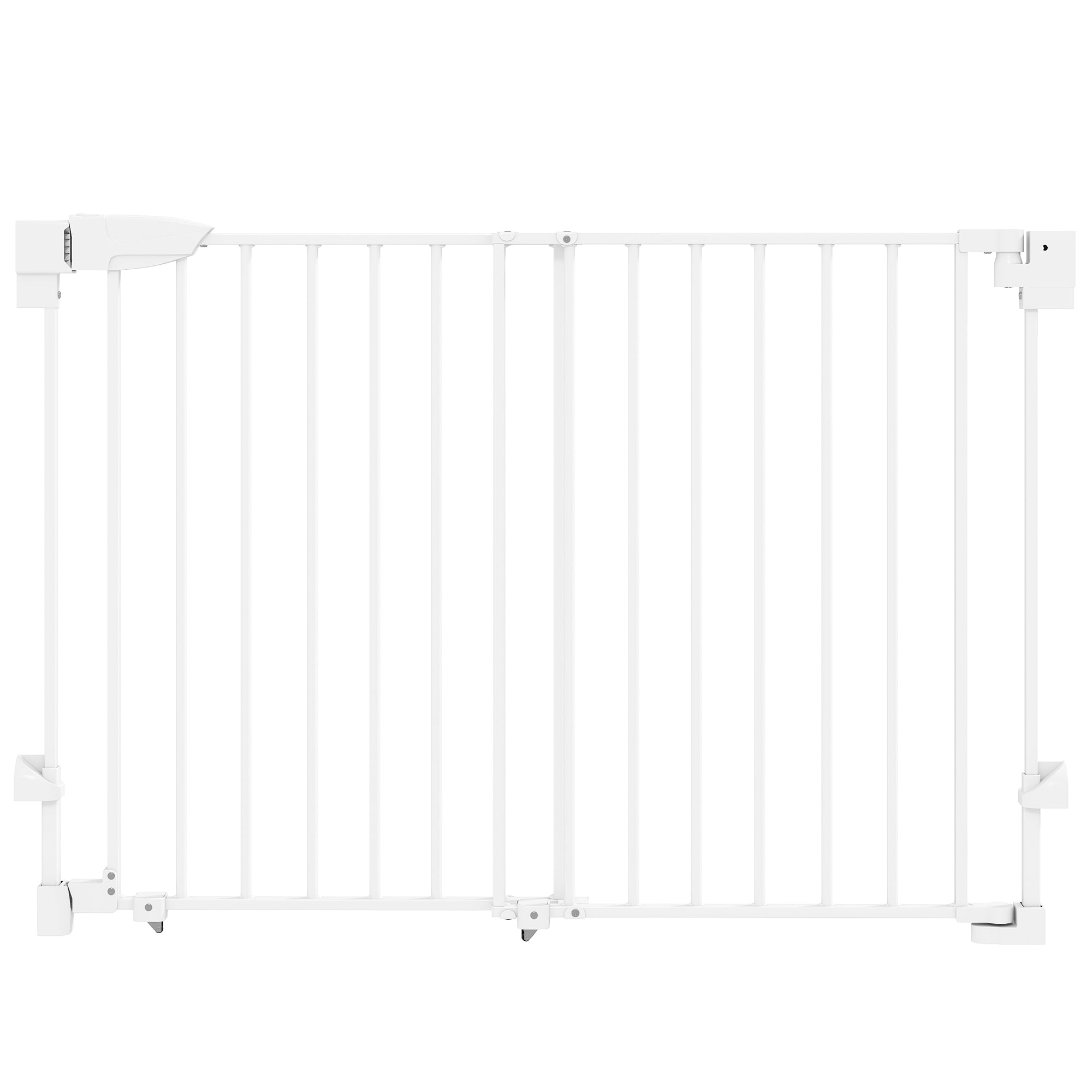 PawHut Dog Safety Gate, 74.5-111.5x74.5 cm, Stairs, Self-Closing, One-Handed Opening, White