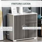 2-Drawer, 2-Door Cabinet, Push-Open, 2-Drawer, 2-Door Storage Unit for Home and Office, 79x36x74cm, Light Grey and White