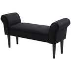 Ottoman Padded Bed Bench with Rolled Armrests, 102x35x51cm, Black - Borgè