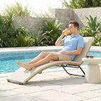 Outsunny S-Shaped Outdoor Lounger with Cushion, in PE Rattan and Steel, 175x57x80 cm, Cream