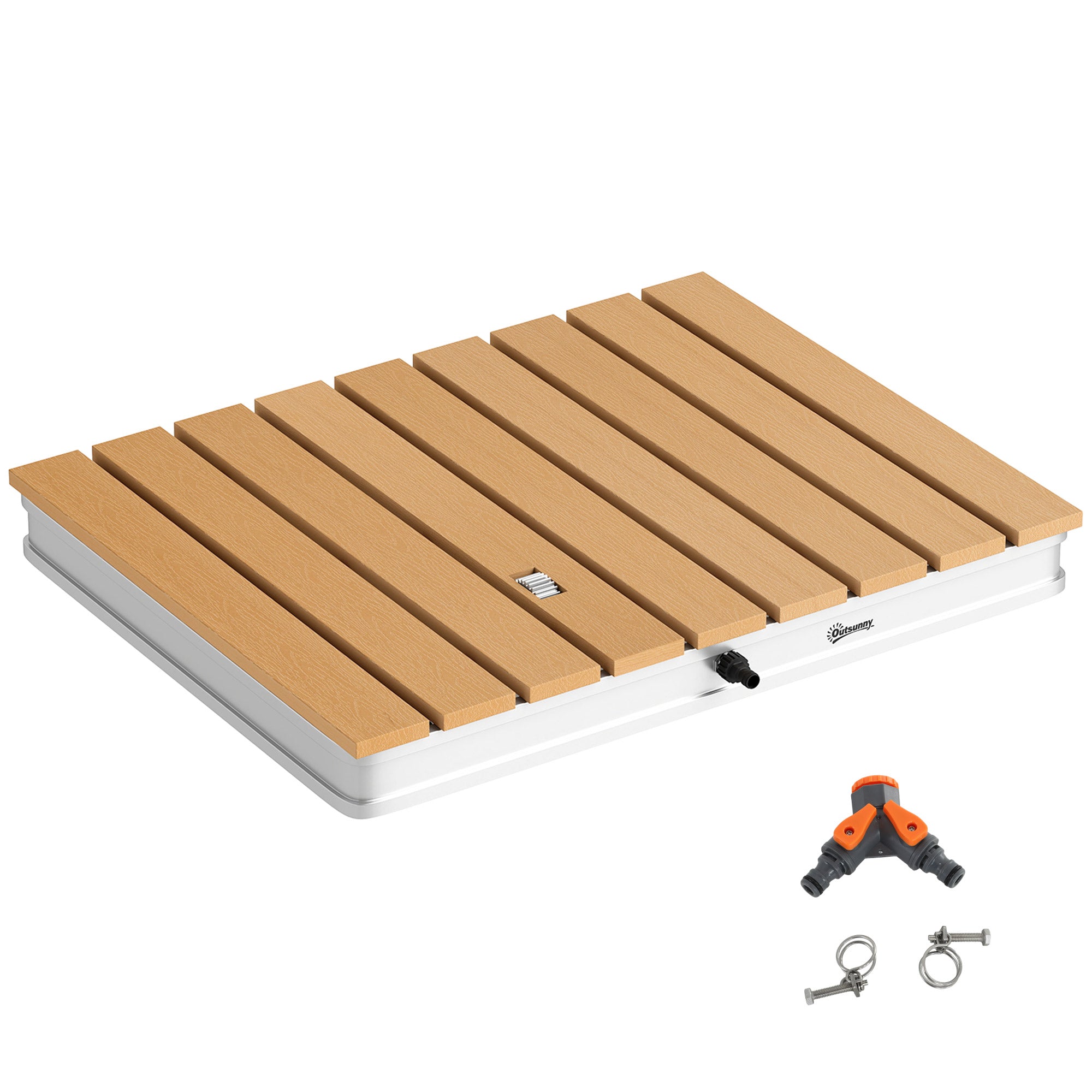 Portable Garden Shower with Height up to 4 m and Adjustable Water Jets, 70x55 cm, Wood