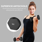 SPORTNOW Set of 2 Hexagonal Dumbbells weighing 2x5 kg in Metal and Plastic with Non-Slip Grip, 20x9x9 cm, Black