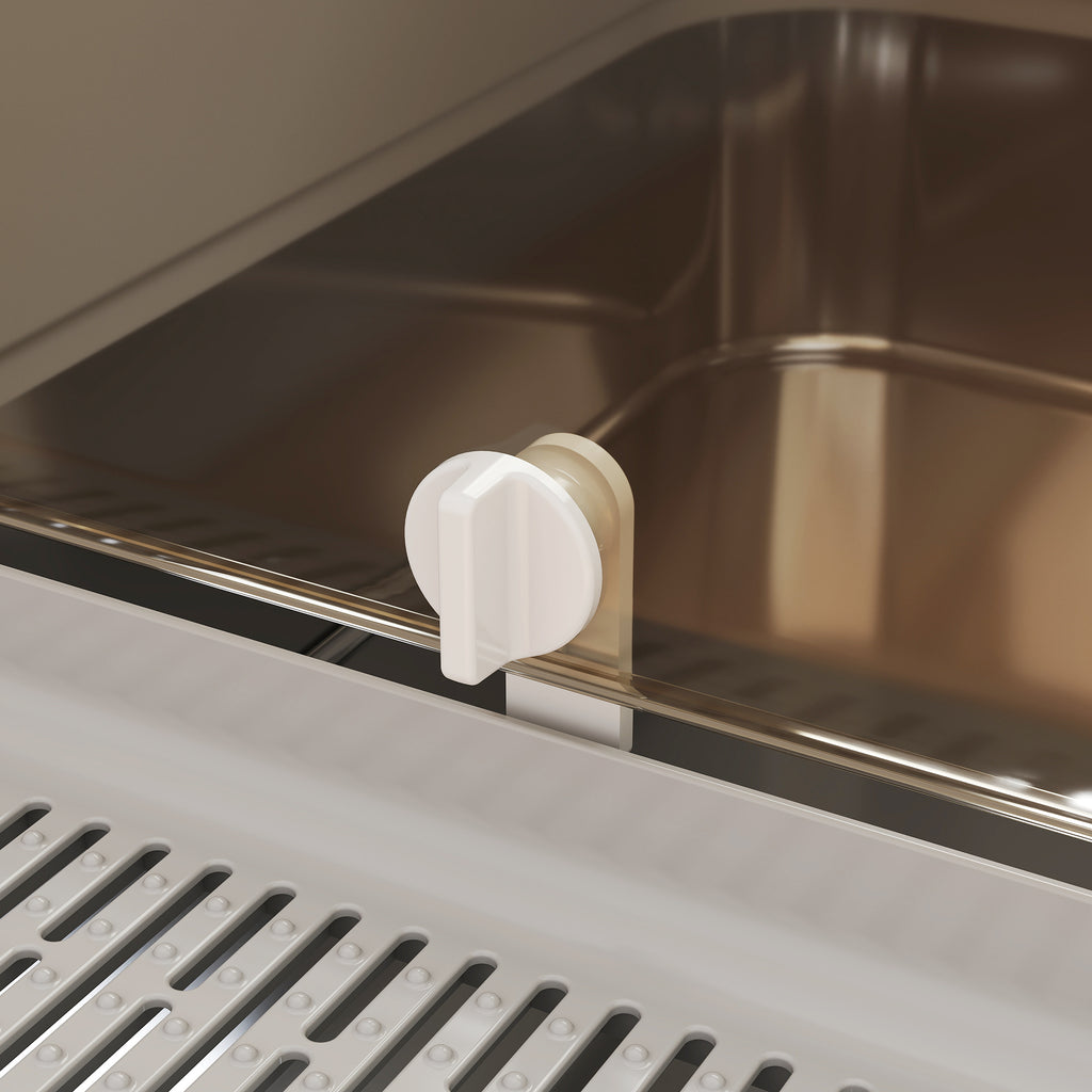 XXL Stainless Steel Enclosed Cat Litter Box, 90° Opening Lid and Double Doors, 70x50x46.5 cm, Grey