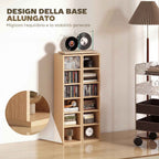 HOMCOM Set of 2 CD Racks with 6 Adjustable Shelves for 204 CDs, Wooden, 21x22.5x88.5 cm, Wood Color