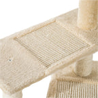 Multi-Level Cat Perch with Sisal Scratching Post, Cat Tree with Platforms and Plush House Beige, 50x50x100cm - Borge' Group Limited