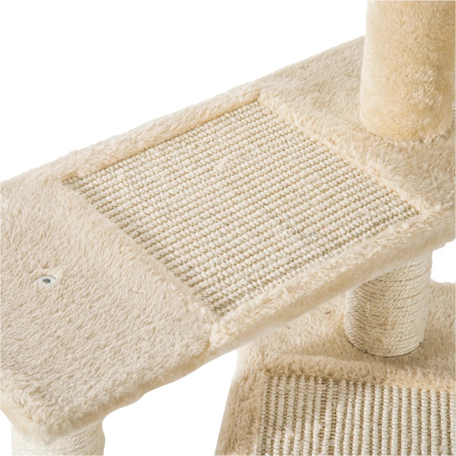 Multi-Level Cat Perch with Sisal Scratching Post, Cat Tree with Platforms and Plush House Beige, 50x50x100cm - Borge' Group Limited