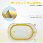 Foldable Bathtub for Children 0-3 Years with Temperature Indicator and Cushion, 81.5x50.5x23.5 cm, Yellow
