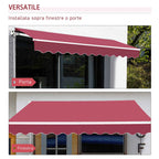 Outsunny Aluminum and Polyester Crank Roller Awning, 295x245cm, Dark Red