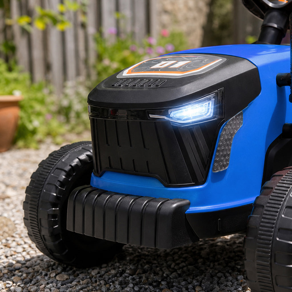 AIYAPLAY 2 in 1 Electric Tractor for Kids Ages 3-8 with Detachable Trailer, Remote Control, Music, Lights, Blue