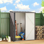 Outsunny Steel Garden Shed with Latch, 161.5 x 94.5 x 196 cm, Light Grey