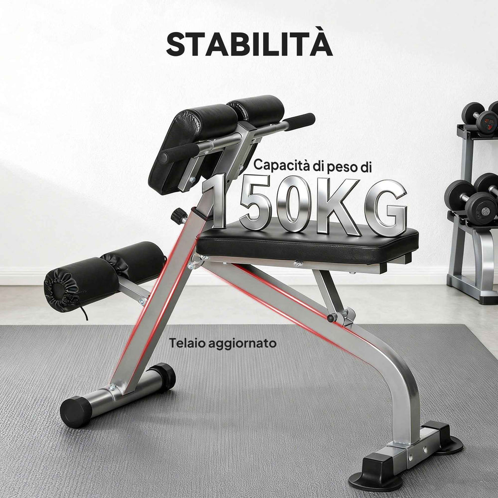 SPORTNOW Adjustable and Foldable Multifunctional Roman Bench, 150 kg Capacity, Silver