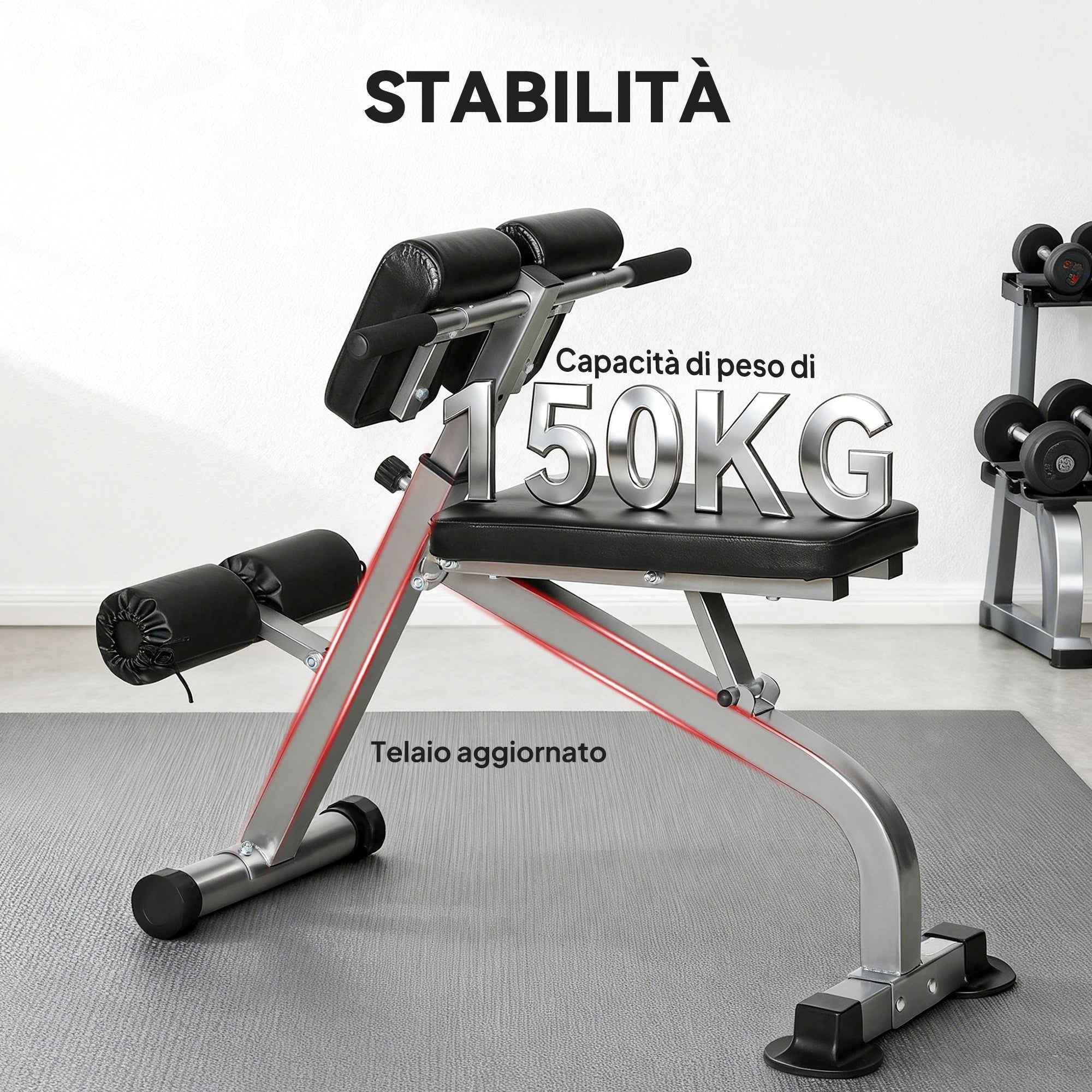SPORTNOW Adjustable and Foldable Multifunctional Roman Bench, 150 kg Capacity, Silver