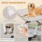 PawHut Raised Outdoor Dog Bed for Large Dogs, Made of Steel and Breathable Mesh, 152 x 94 x 23 cm, Beige