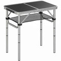 Outsunny 60cm Folding Camping Table, Picnic with Netting, Black