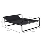PawHut Raised Outdoor Dog Bed with Headrest for Small and Medium Dogs, 91 x 69 x 29 cm, Black