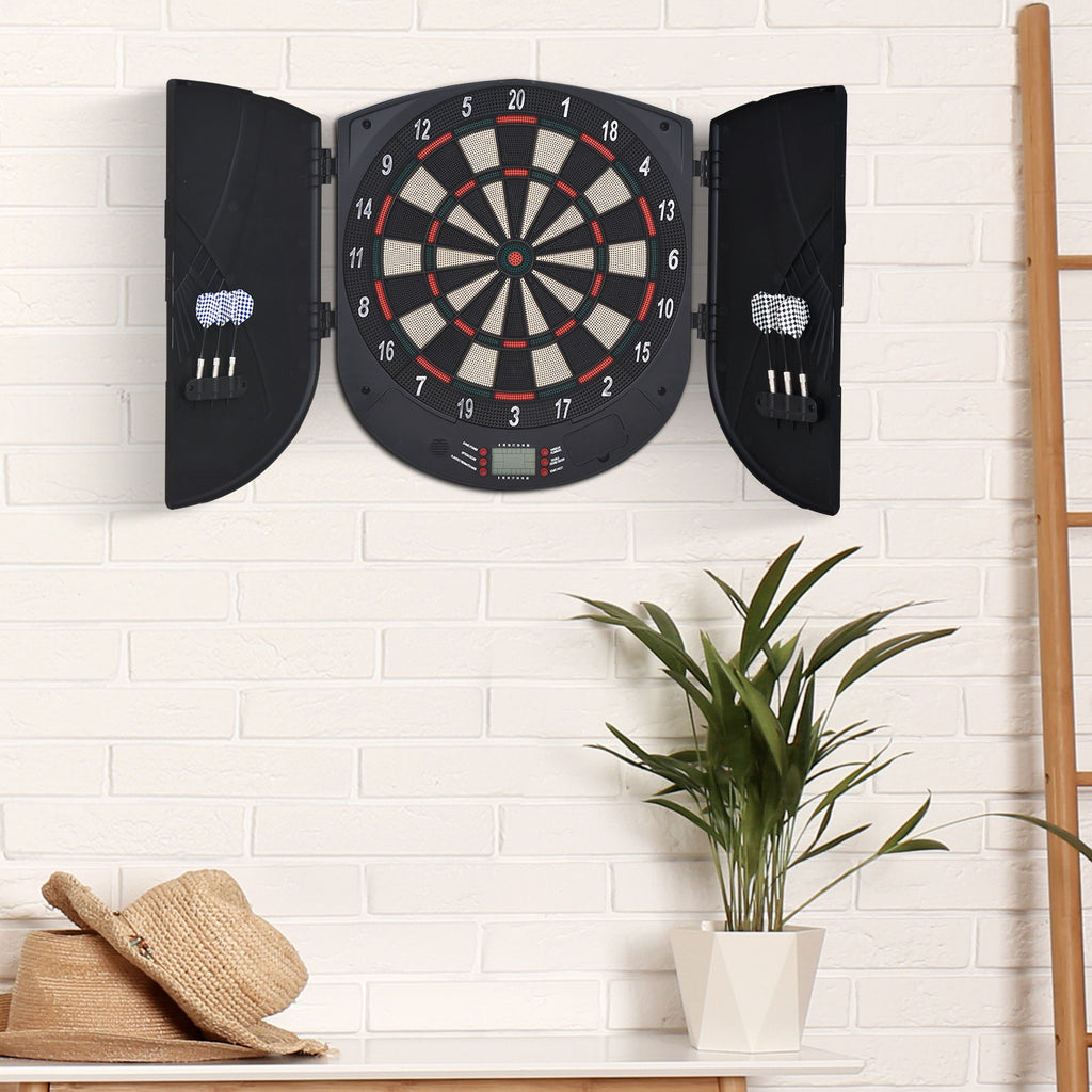 8 Player Electronic Dartboard with 6 Darts, LCD Screen, 2 Doors and 26 Game Modes