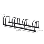 HOMCOM Bicycle Parking Rack for 4 Steel Bicycles, 110x33x27 cm, Black - Borgè
