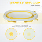 Foldable Bathtub for Children 0-3 Years with Temperature Indicator and Cushion, 81.5x50.5x23.5 cm, Yellow