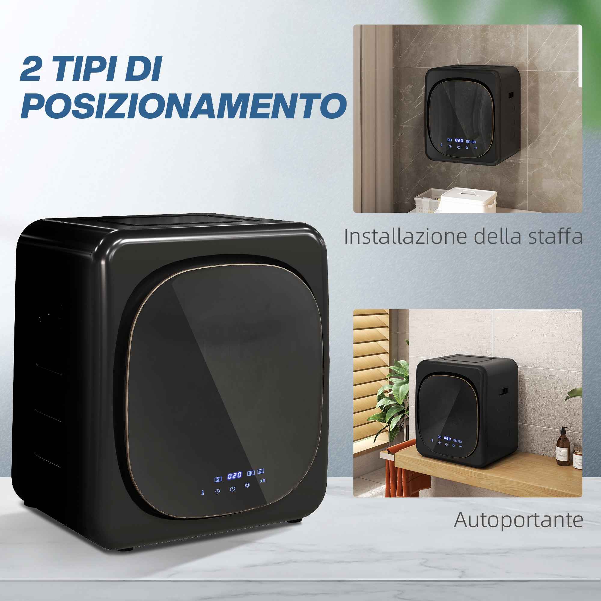 4kg Load Air Dryer with Timer and Smart Program, Stainless Steel and ABS, 48x40x56 cm, Black